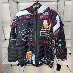 Members Only Jean-Michel Basquiat Alchemy Puffer Jacket Size L NWT